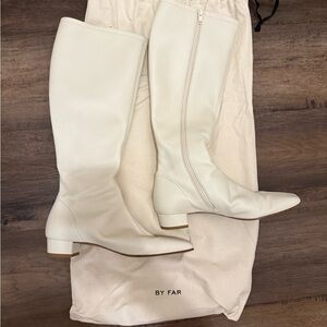 BY FAR Women's Off-White Leather Heeled Boots
